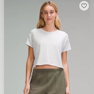 Lululemon Cates T-Shirt Women 0 XS Heathered Core  Grey Athleisure Cropped Gym
